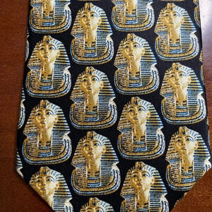 Museum Artifacts Egyptian Pharaoh King Tut Mask Men’s 100% Silk Neck Tie Black
